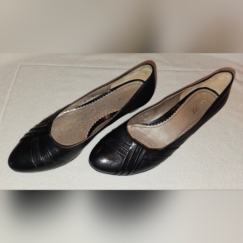 Gabor Black Leather Ballet Flats